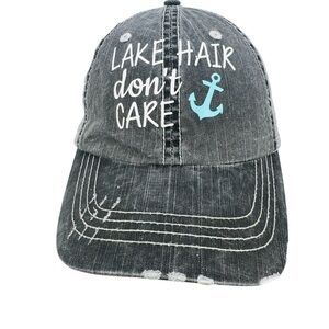 Lake Hair Dont Care Hat Women One Size NG Mesh Strapback Distressed